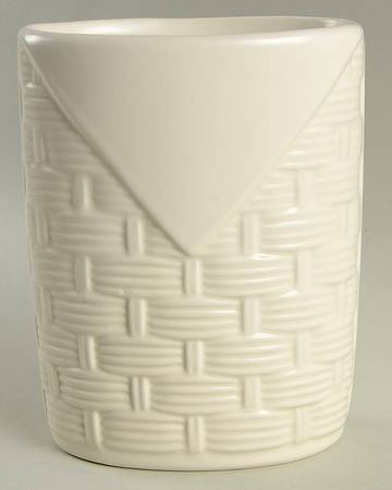 Color Medley Buff Matte Basketweave Utensil Holder