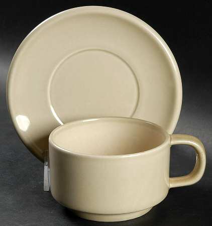 Compatibles Oatmeal Flat Cup & Saucer Set