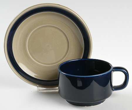 Compatibles Oatmeal and Blueberry Flat Cup & Saucer Set