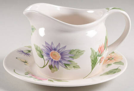 Dahlia Round Gravy Boat & Underplate (Salad Plate)