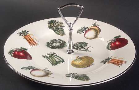 Farmers Market Round Serving Plate with Handle (DP)