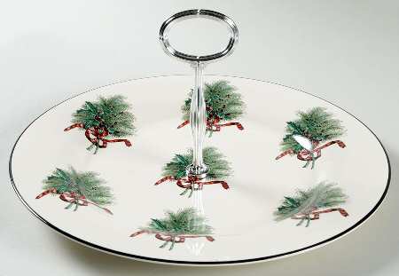 Farmers Market Holiday Greetings Round Serving Plate with Handle (DP)