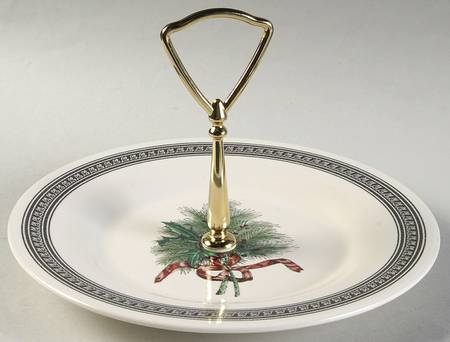 Farmers Market Holiday Greetings Round Serving Plate with Handle (SP)
