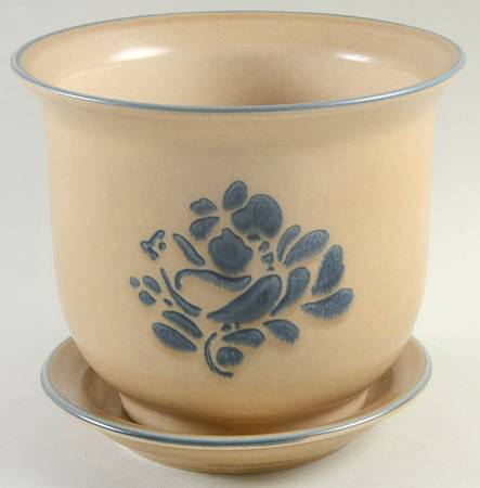 Folk Art 6" Flower Pot & Underplate