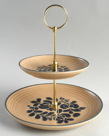 Folk Art 2 Tiered Serving Tray (Dinner & Salad Plate)