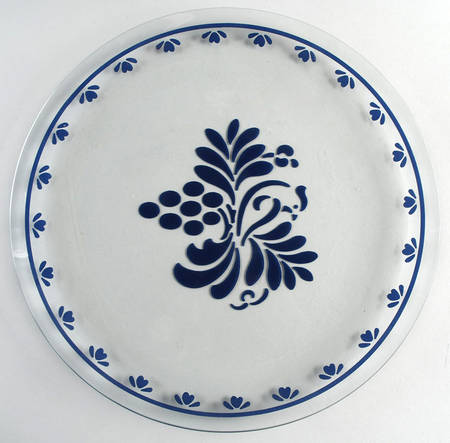 Folk Art Glassware Torte Plate