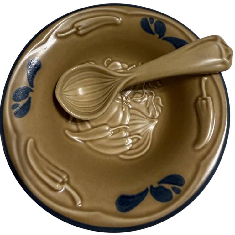 Folk Art Dip/Salsa Crock & Ladle