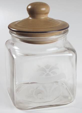 Folk Art 5" Glassware Storage Jar & Lid