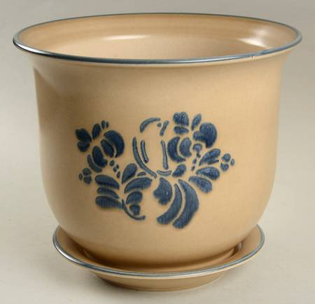 Folk Art 8" Flower Pot & Underplate