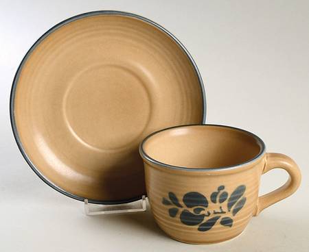 Folk Art Flat Cup & Saucer Set