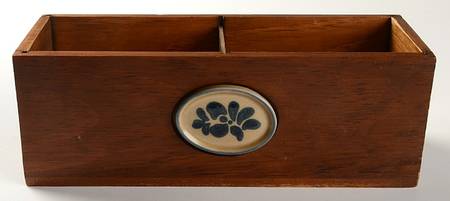 Folk Art Wood Divided Recipe Holder No Lid