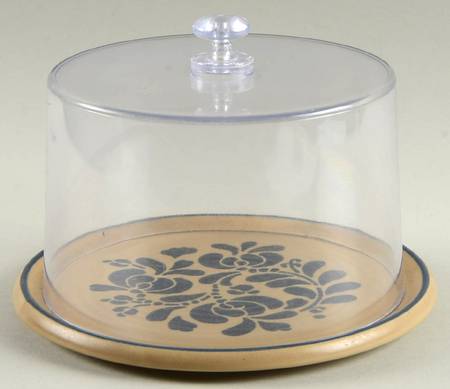 Folk Art Ceramic Base for Cheese Dish & Plastic Dome