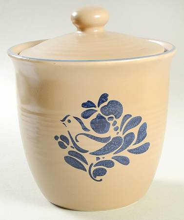 Folk Art Small Canister & Lid