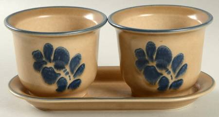 Folk Art Herb Pots W/Tray (2 Pots,1try)