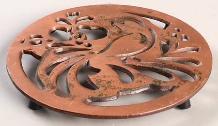 Folk Art Round Copper Trivet