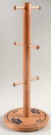Folk Art Wood Wall Hanging Mug Rack