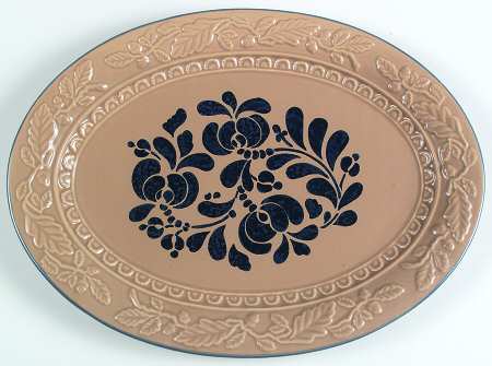 Folk Art 18" Embossed Oval Serving Platter