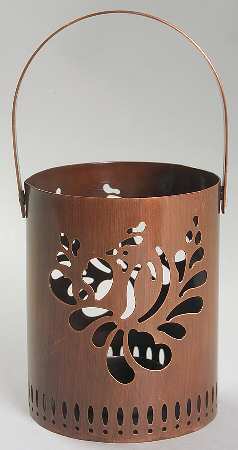 Folk Art Metal Votive Candleholder