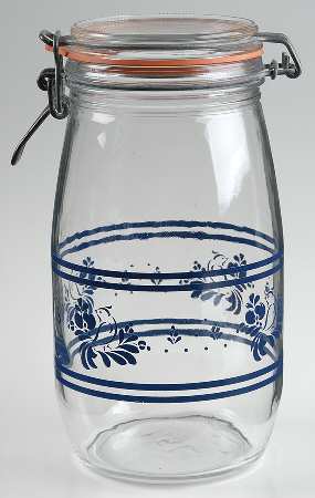 Folk Art Large Glassware Storage Jar & Lid