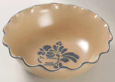 Folk Art Large Round Fluted Bowl