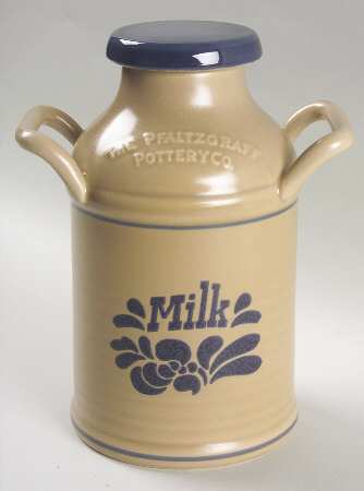 Folk Art Canister/Milk Pail & Lid