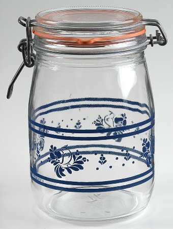 Folk Art Medium Glassware Storage Jar & Lid