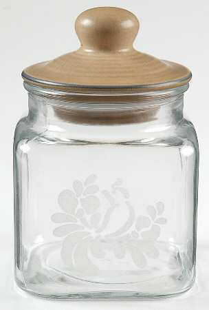 Folk Art 5" Glassware Storage Jar & Lid by Pfaltzgraff