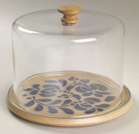 Folk Art Round Cheese Dish & Lid