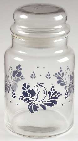 Folk Art Glassware Candy Jar & Lid