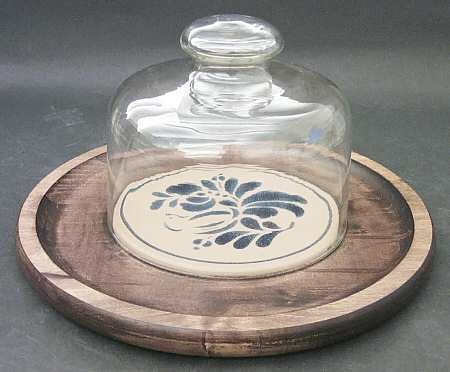 Folk Art Cheese and Cracker Set with Dome