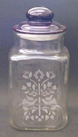 Folk Art 7" Glassware Storage Jar & Lid