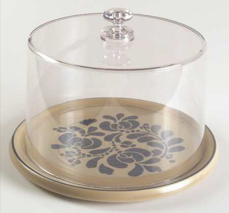 Folk Art Cheese Dish & Plastic Dome