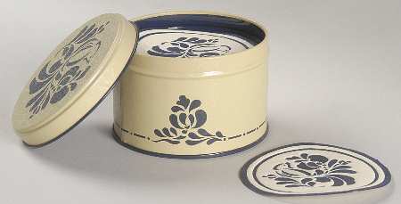 Folk Art Paper Coasters with Round Metal Box