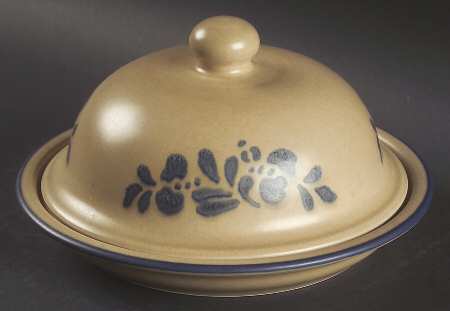Folk Art Round Covered Butter by Pfaltzgraff