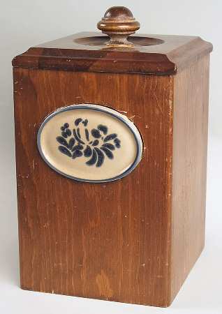 Folk Art Large Canister & Wood Lid