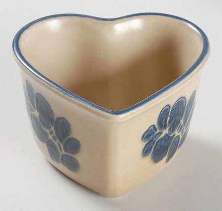 Folk Art Heart Shaped Custard Cup