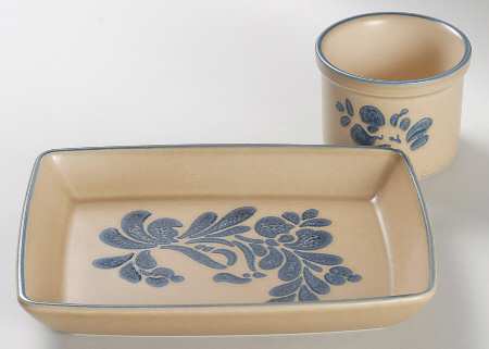 Folk Art Individual Dipper Set (Bowl and Tray)