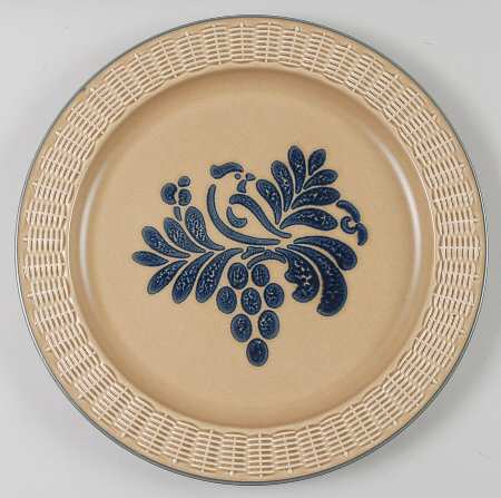 Folk Art Chop Plate w/Wicker Rim
