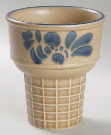 Folk Art Ice Cream Cone Shaped Dish