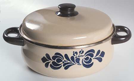 Folk Art Metal Dutch Oven with Lid
