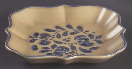 Folk Art 8" Square Fluted Dish