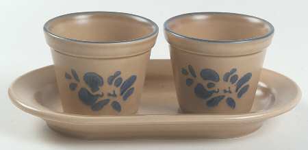 Folk Art Herb Pots with Tray (2 Pots and 1 Tray)