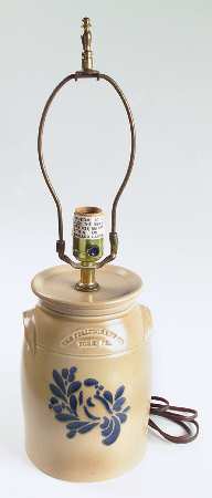 Folk Art Large Crock Lamp No Shade