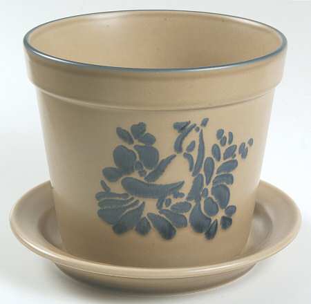 Folk Art 6" Flower Pot & Underplate