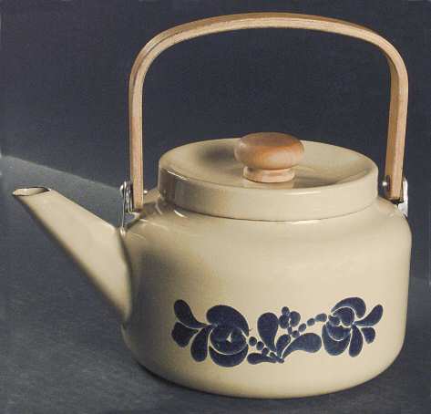 Folk Art Metal Kettle & Lid