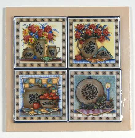 Folk Art Square Magnet (Set/4 Motifs)