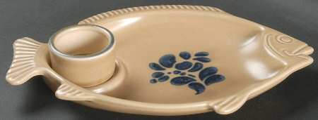 Folk Art Seafood-Cocktail Server with Sauce Cup