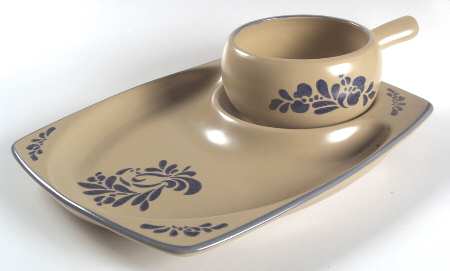 Folk Art Snack Tray 11" (STR11A) & Stick Handle Soup (SOHA) by Pfaltzgraff