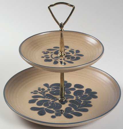 Folk Art 2 Tiered Serving Tray (Dinner & Salad Plate)