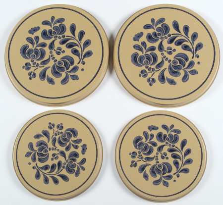 Folk Art (Set/4) Tin Stove Covers-2 8" & 2 10" Round Covers